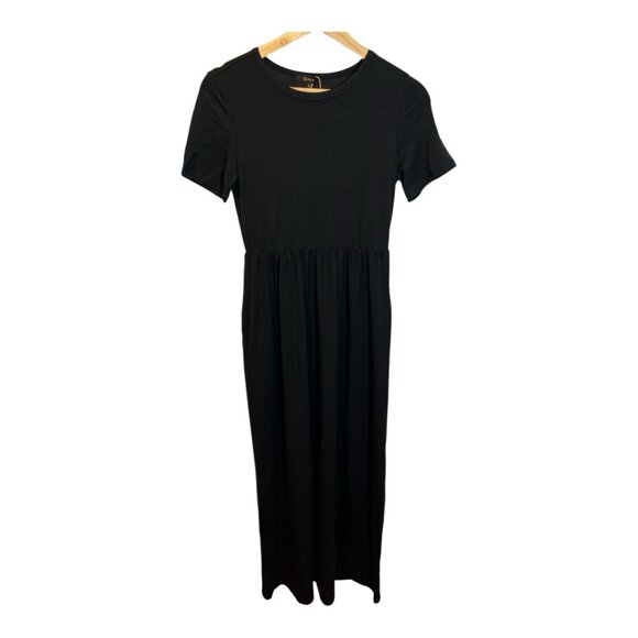 Quince Tencel Jersey Maternity Maxi Black Dress Small Stretch Comfy Versatile - Picture 3 of 9